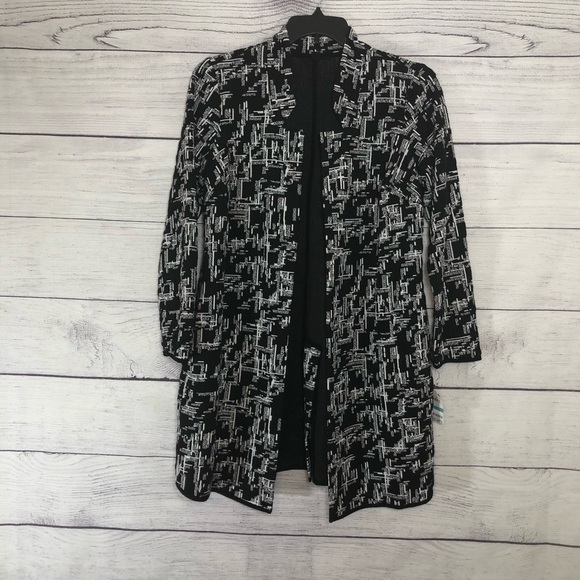 NWT Alfani Open Front Black & White Jacket Sz 0X - Picture 2 of 6
